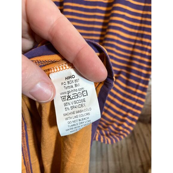 Hiho Maxi Dress Womens Small Purple & Orange Striped Full Length Stretch - Picture 16 of 16
